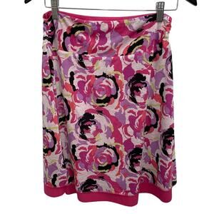 SOYBU Skirt Womens Medium Pink Floral Swirl Reversible Summer Travel Resort